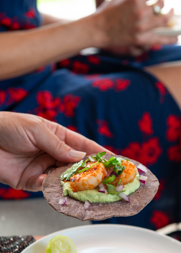Mini Prawn Tostadas, prepared by Hannah from a recipe by Olivia Galletly in Issue #102.