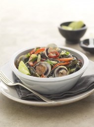 Squid Ink Spaghetti with Clams, Lemongrass, Lime and Mint