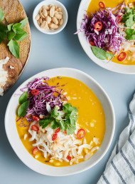 Sweet Potato and Yellow Curry Soup with Udon Noodles