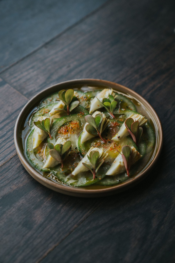A dish of artichokes from the garden at Sherwood.