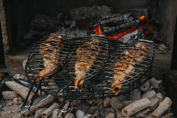 fish cooked over coals