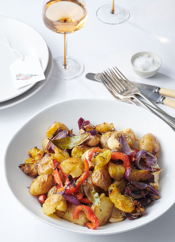 CRUSHED ROASTED NEW POTATOES WITH GARLIC AND ROSEMARY