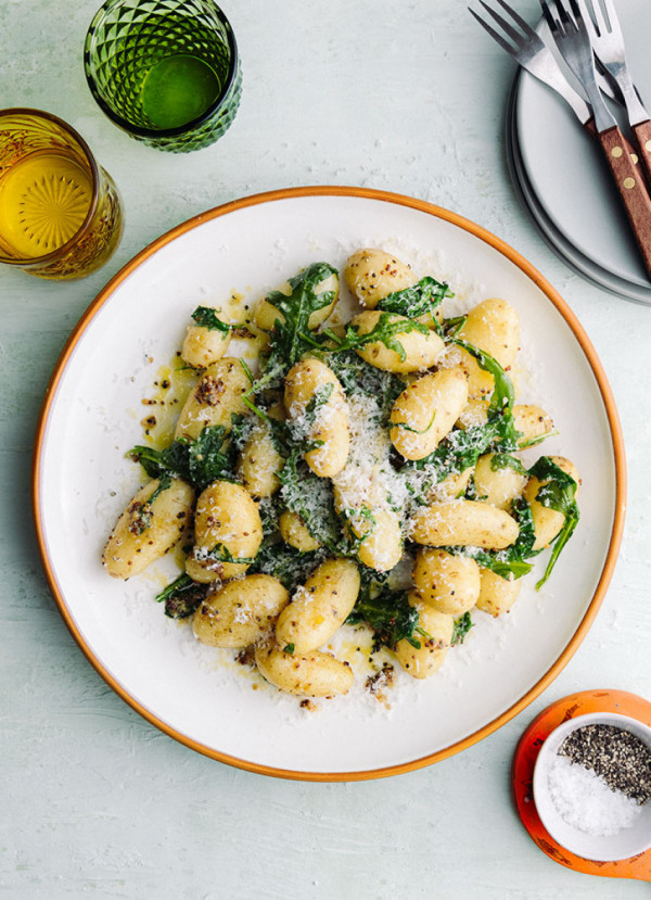 WARM NEW POTATOES WITH ROCKET, MUSTARD AND PECORINO