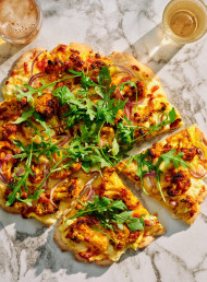 Turmeric Roasted Cauliflower Pizza with Sour Cream Sauce