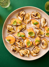 Zesty Lemon Whipped Feta Crostini with Fresh Pear, Caramelised Chilli & Rosemary Walnuts, and Peach, Mozzarella & Basil