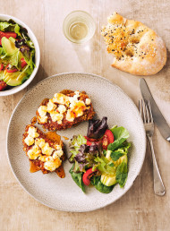 Crispy Chicken Schnitzel with Feta and Hot Honey