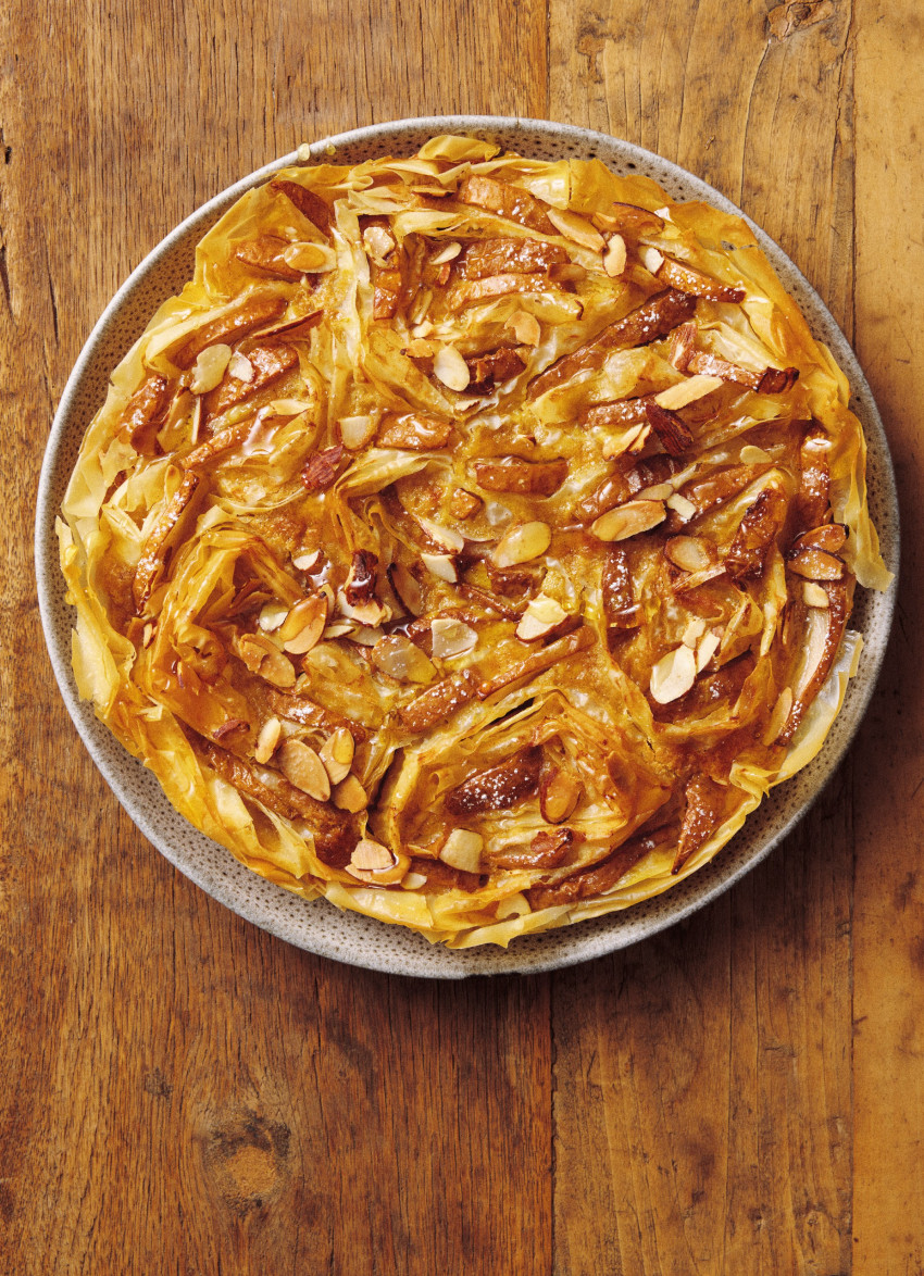 Fresh Pear and Vanilla Citrus Custard Filo Pie
