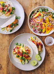 Sesame Fish and Mango Slaw Tacos 