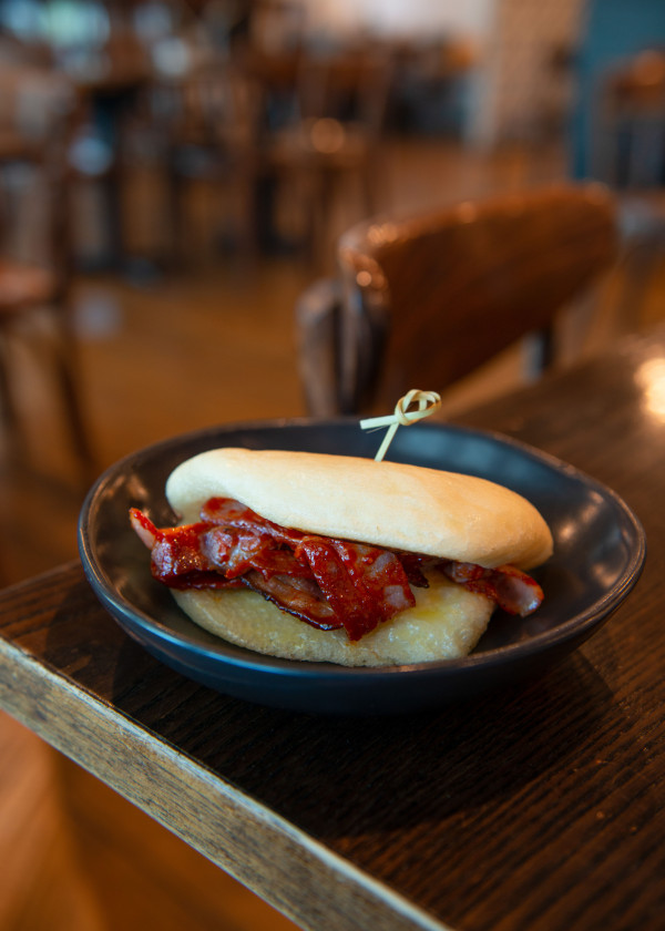 A Bao Bacon Butty at Milk and Honey in Napier.