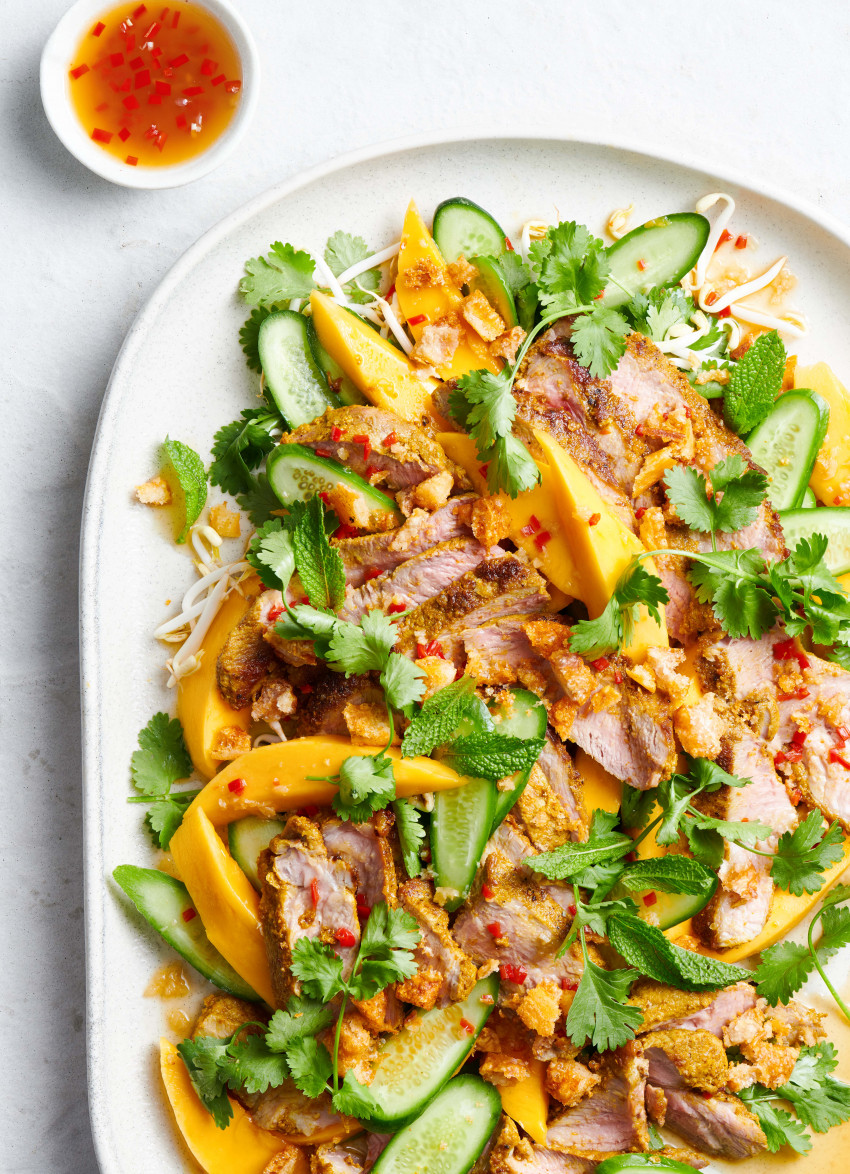 Barbecued Pork, Sweet Mango and Herb Salad