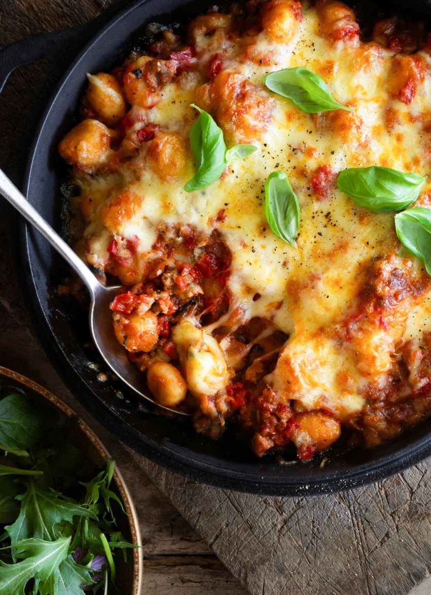 Tomato, Sausage and Chilli Baked Gnocchi