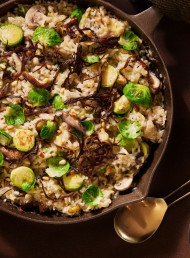 Mushroom and Brussel Sprout One Pan Rice