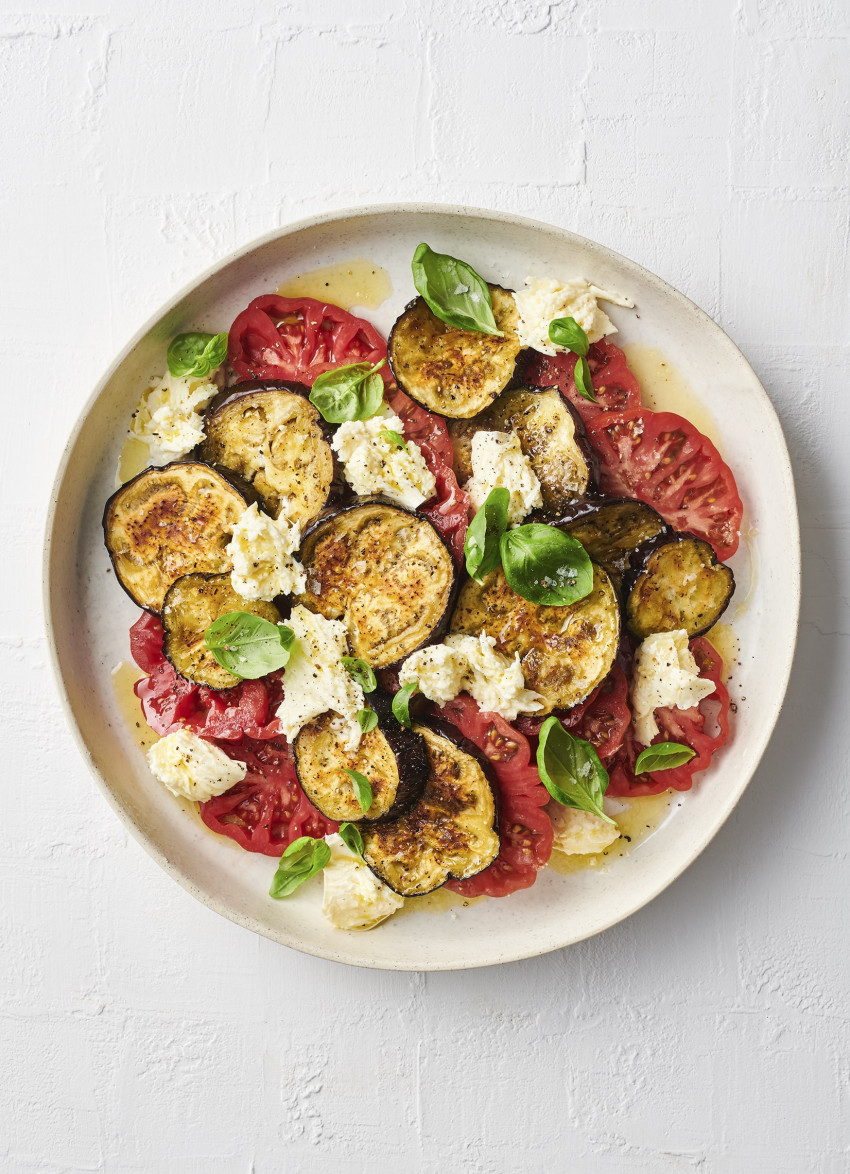 Luscious Tomatoes, Baked Eggplant and Mozzarella Salad