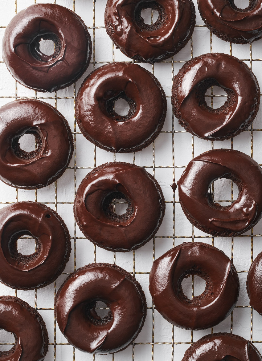 Chocolate Devil’s Food Cake Doughnuts