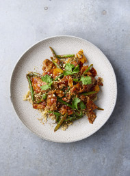 Stir-fried Beef with Green Beans, Gochujang and Kimchi