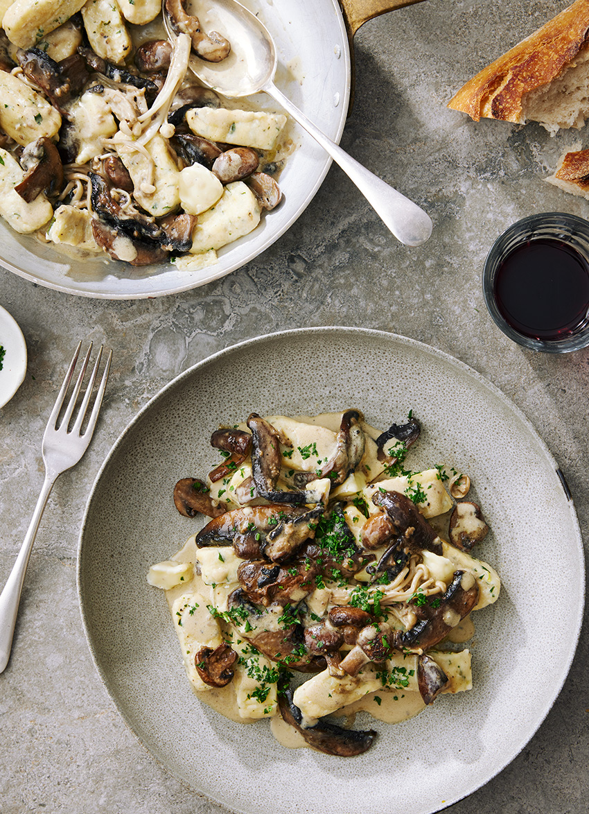 Ricotta and Herb Gnocchi with Mushrooms and Truffle Brie 