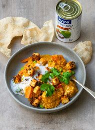 Coconut, Red Lentil and Vegetable Curry with Sizzled Tofu  