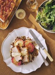 Crispy Pork Belly with Lentils and Apples