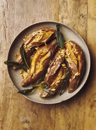 Roasted Sweet Potatoes with Sage Brown Butter and Pine Nuts