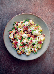 Warm Potato Salad with Double Cheese and Bacon