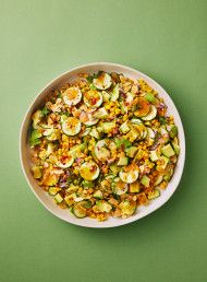 Zucchini, Charred Sweetcorn and Avocado Salad with Mint and Chilli Dressing