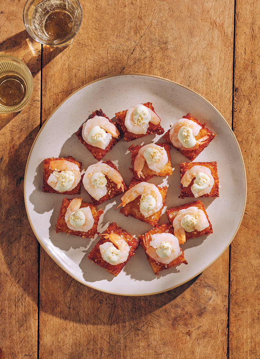 Crispy Sushi Rice Cakes with Prawns and Wasabi Mayo