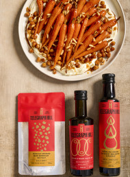 Roasted Baby Carrots with Smoky Chickpeas and Garlic Yoghurt