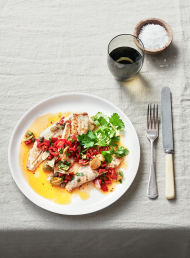 Pan-fried Fish with Roasted Capsicum and Caper Dressing