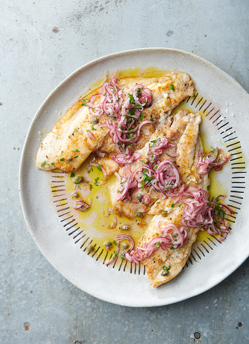 Grilled Fish with Caper and Red Onion Dressing