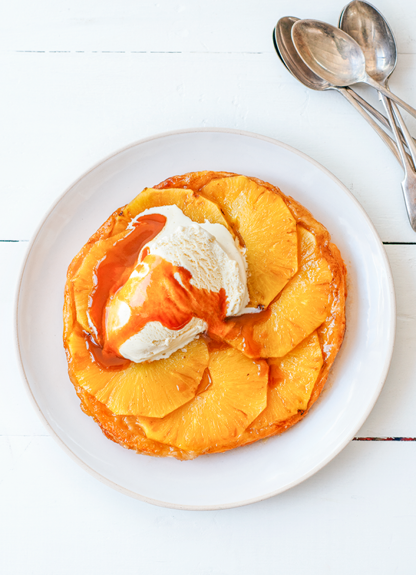 Pineapple Tarte Tatin with Rum Caramel Sauce