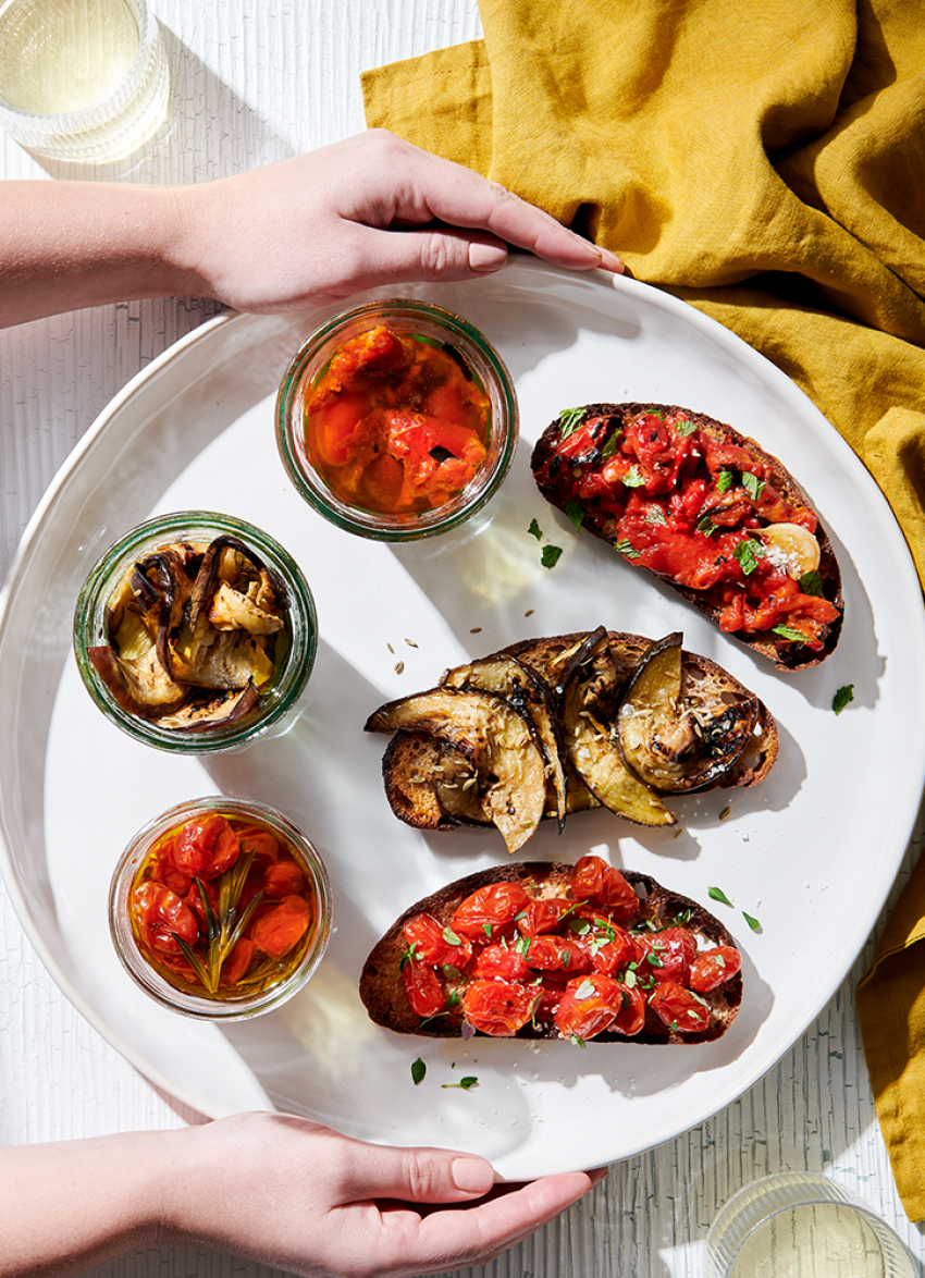 Roasted Eggplant with Fennel Seeds and Charred Capsicums with Garlic
