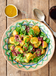 Roasted Potato Salad with Sumac Onions and Mustard Dressing
