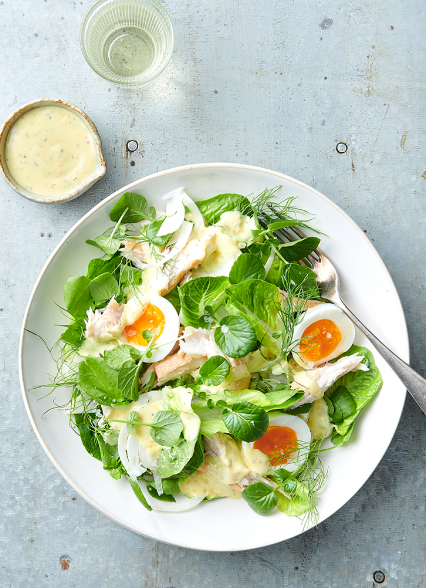 Smoked Fish Salad with Soft Eggs and Pickled Fennel