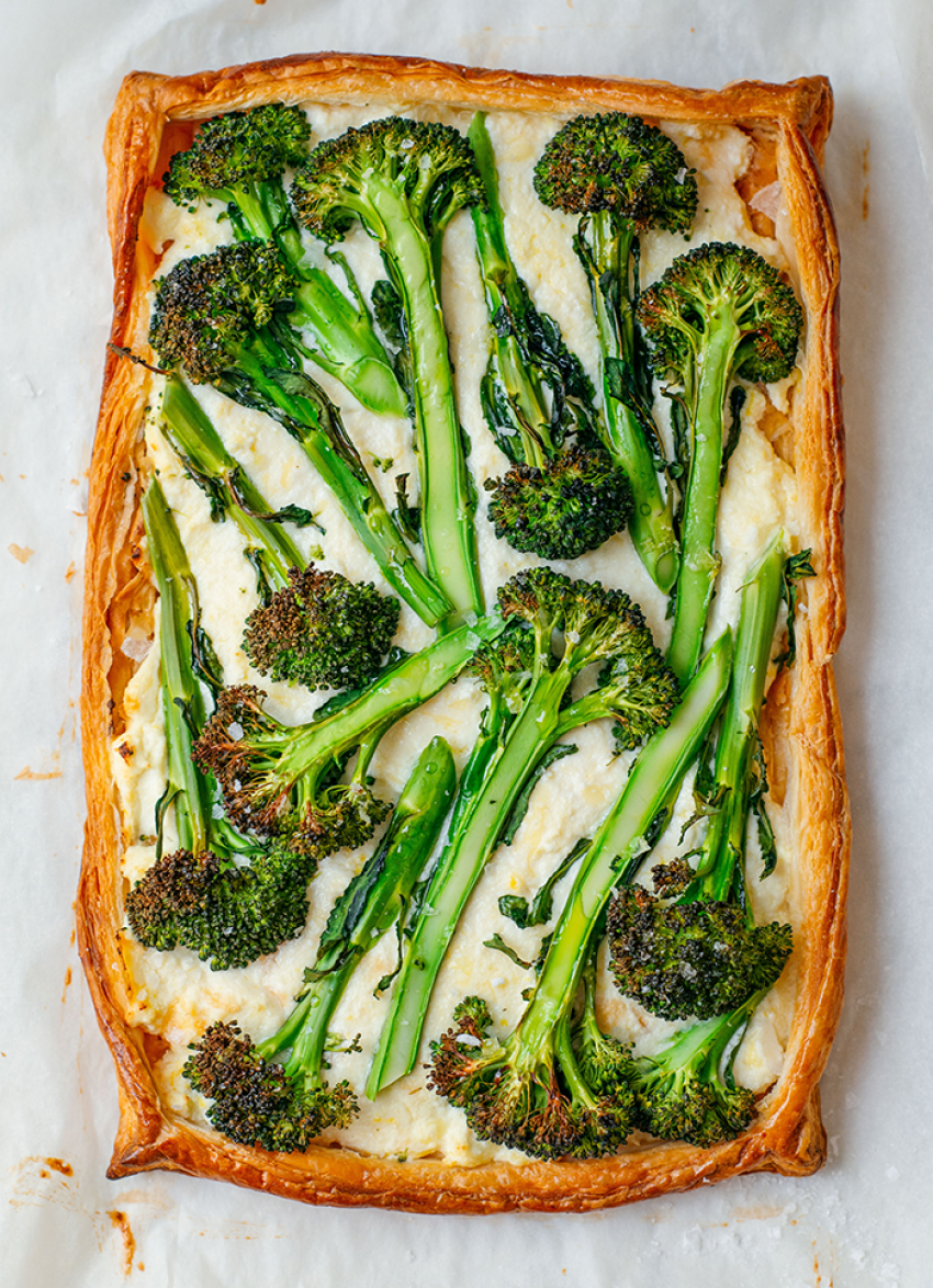 Quick Broccolini, Ricotta and Goat’s Cheese Tart