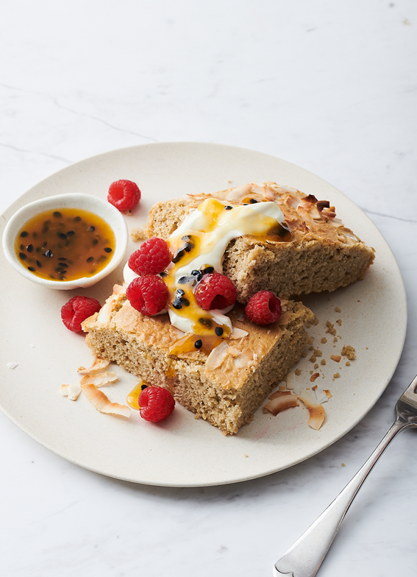 Sheet-pan Coconut and Raspberry Hotcakes