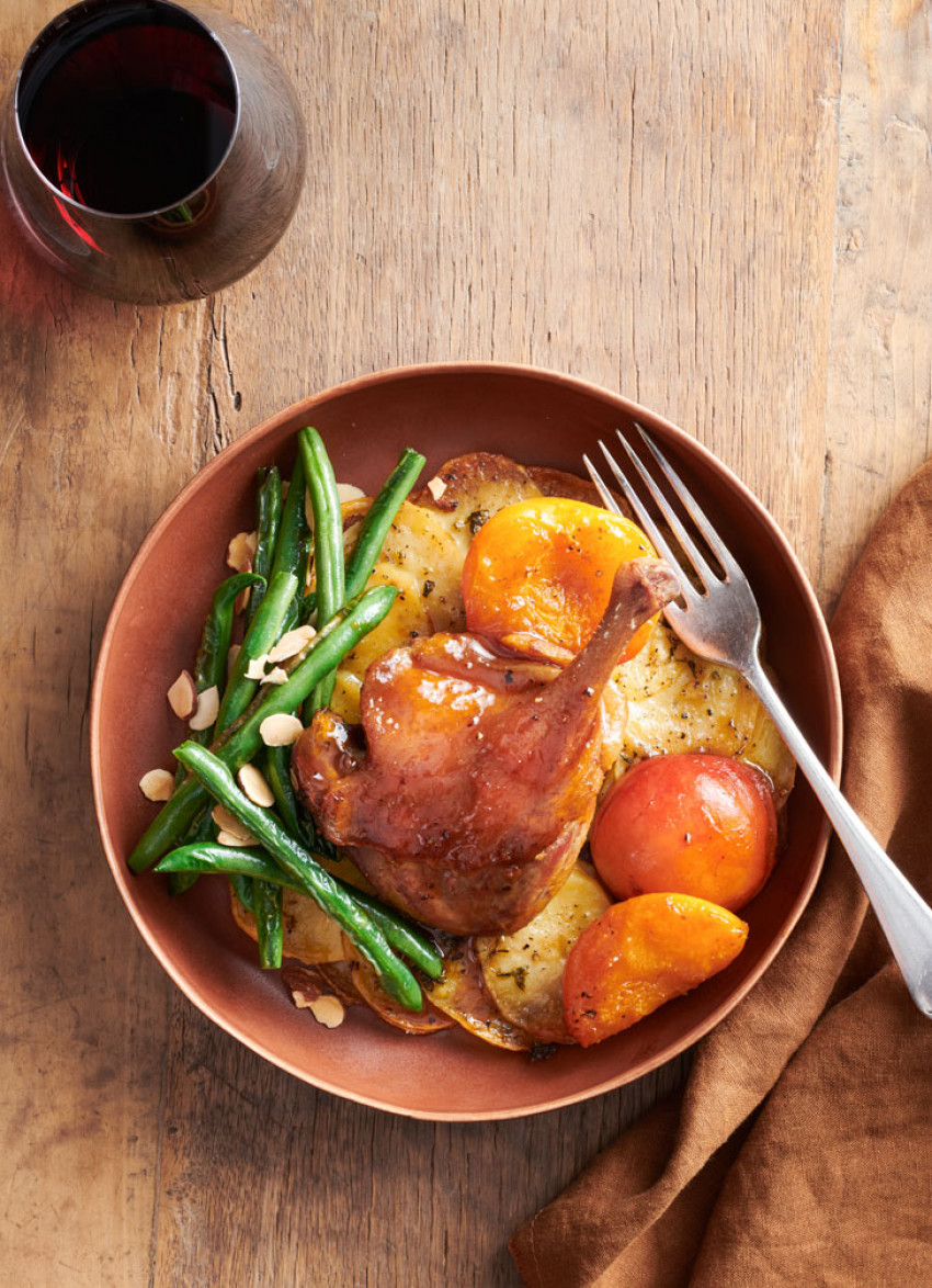 Sam’s Honey-Roasted Duck Legs with Apricots » Dish Magazine