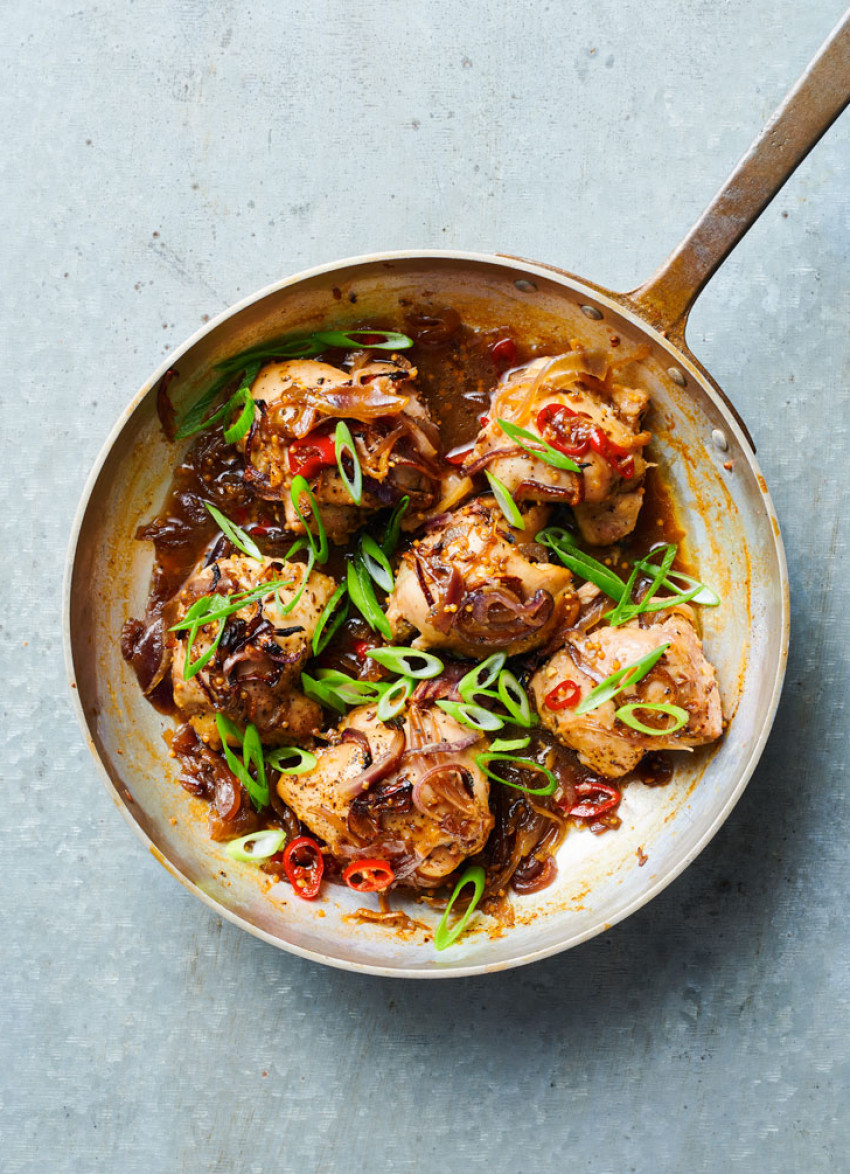 Sticky Caramel, Black Pepper and Ginger Chicken