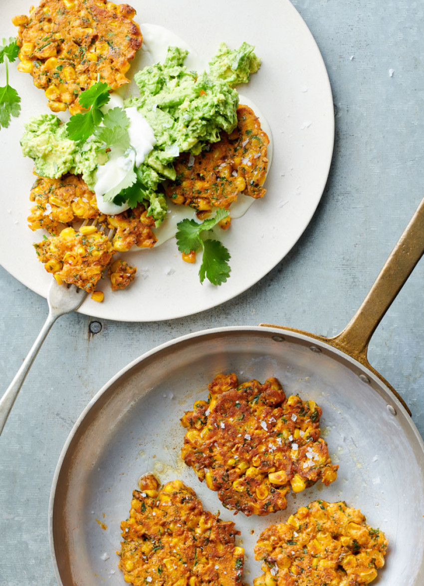 Sweetcorn Fritters with Smashed Avocado