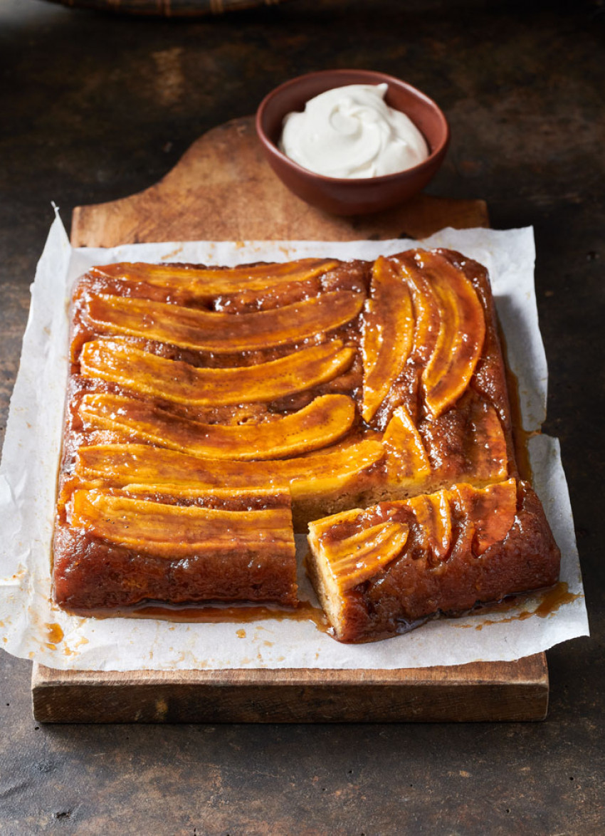 Caramelised Banana and Spiced Whisky Upside-down Cake