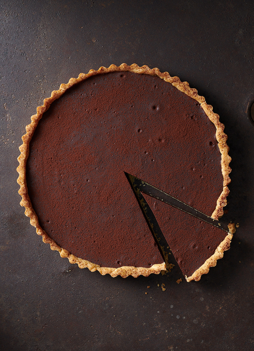 Baked Salted Dark Chocolate and Caramel Tart 