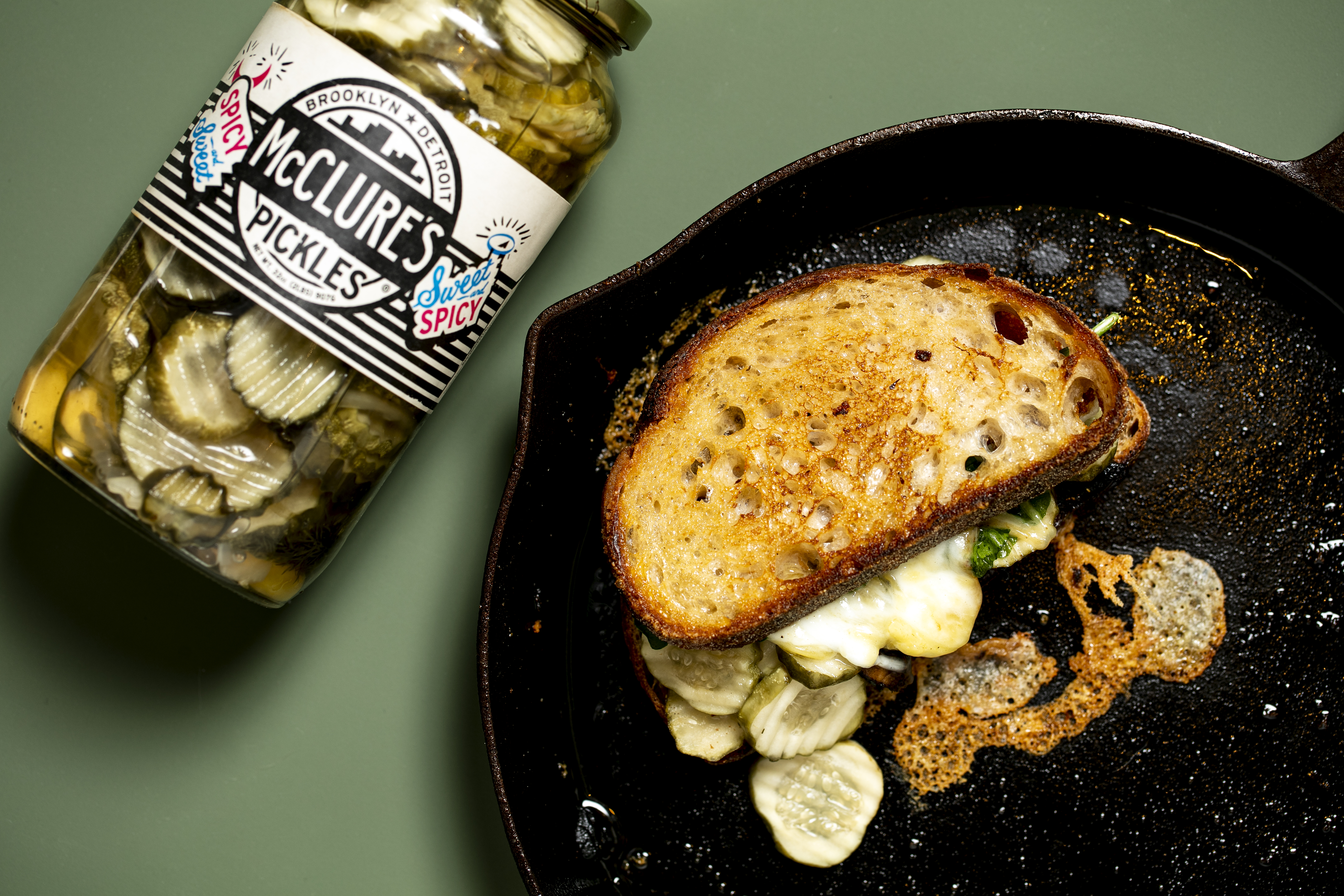 mushroom, pickle and cheese toastie