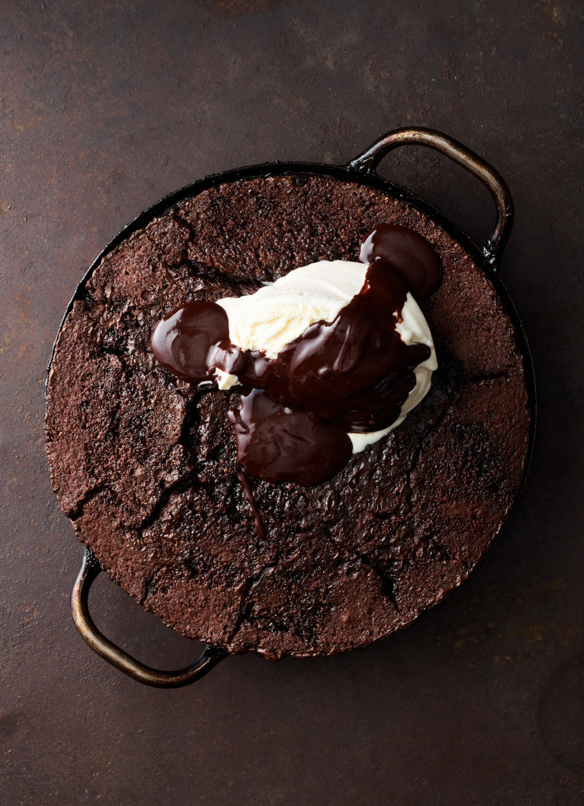 Espresso Chocolate Pudding with Boozy Rum Fudge Sauce