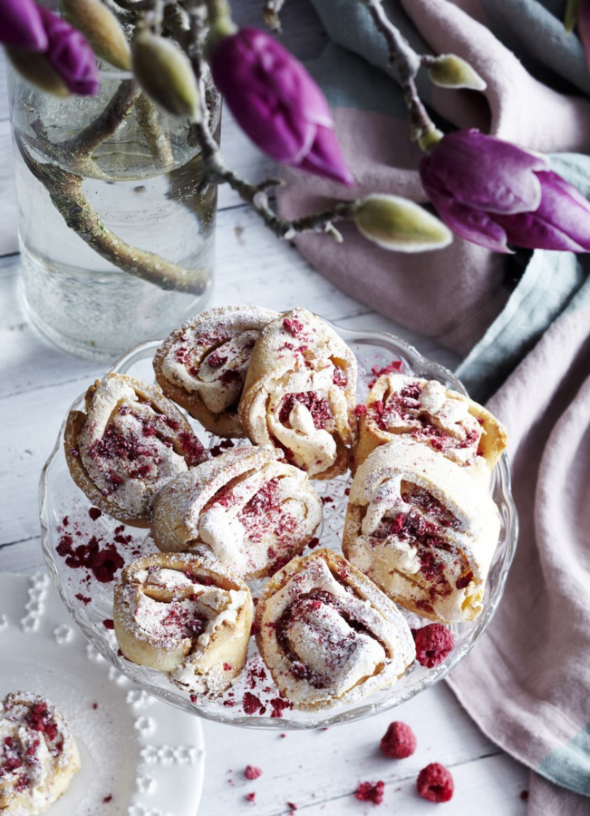 Rose Water Meringue and Lemon Shortbread Swirls