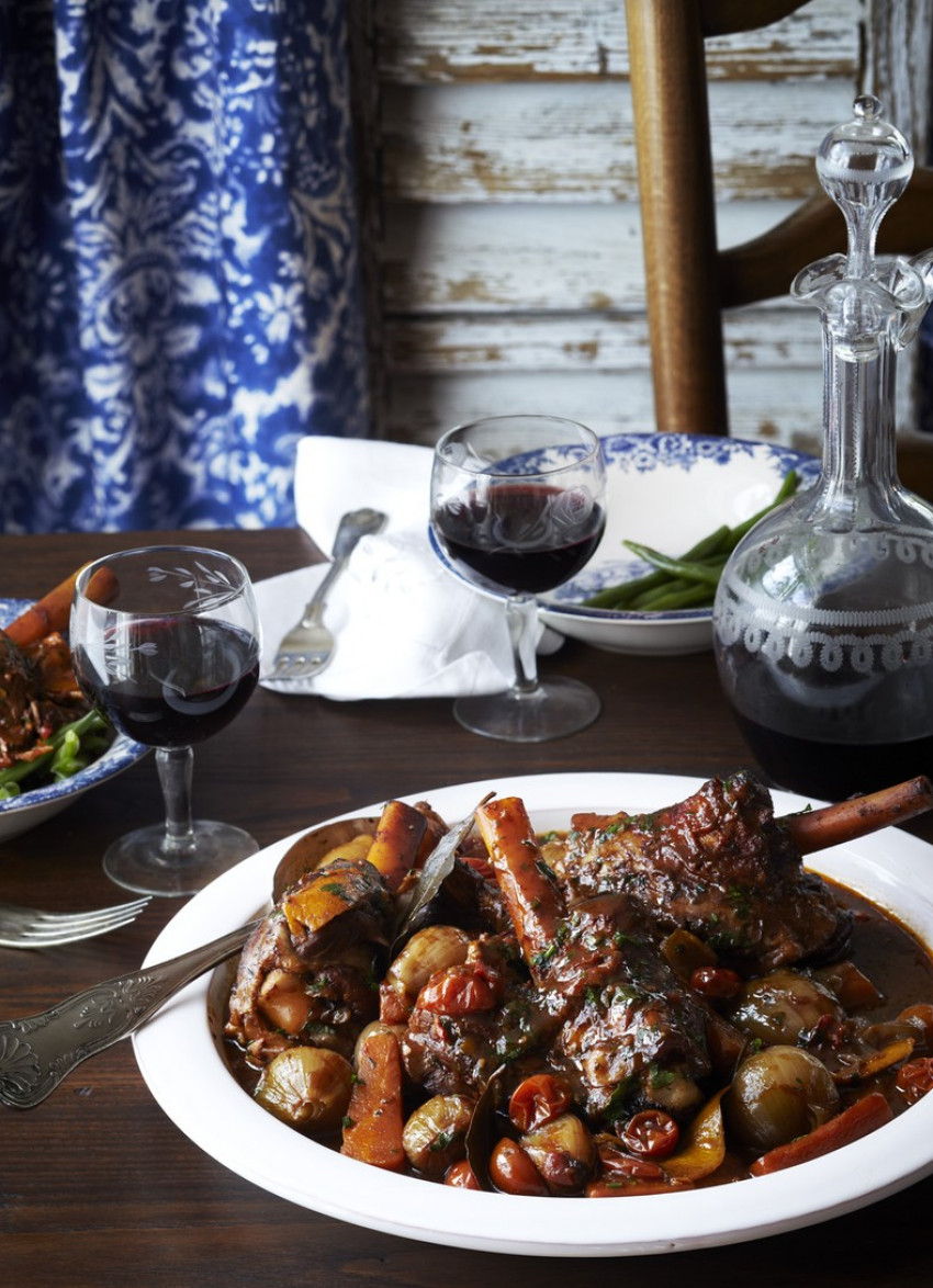 Lamb Shanks with Balsamic Vinegar, Orange and Cinnamon 