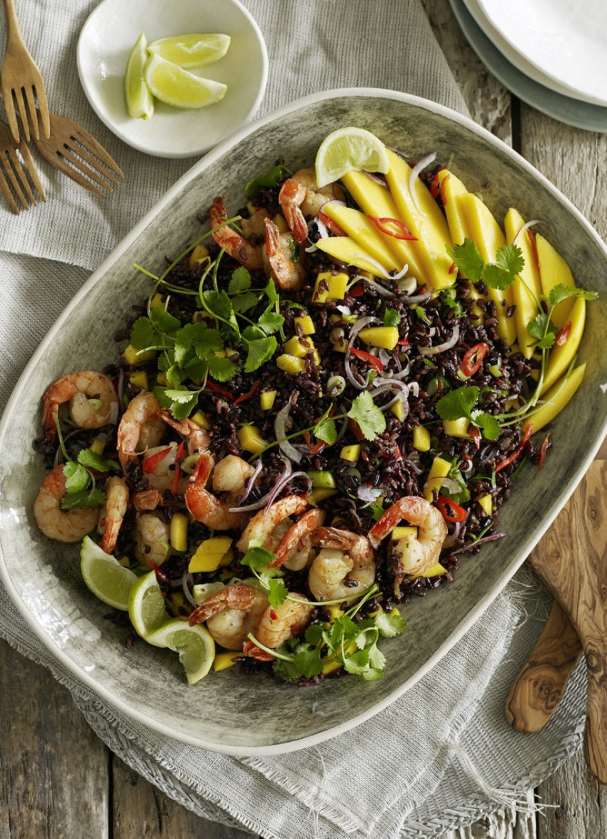 Black Rice, Kaffir Lime Leaf and Prawn Salad