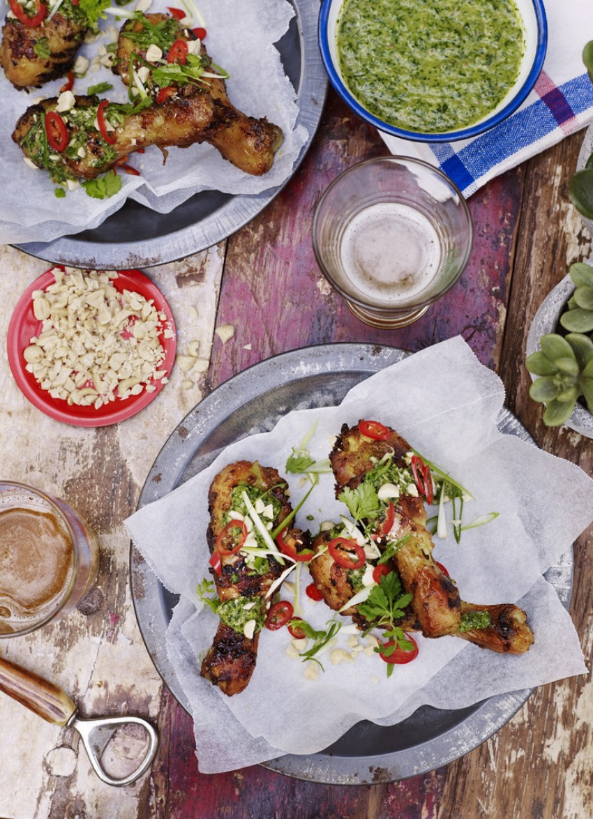 Thai Chicken Drumsticks with Coriander Dipping Sauce 