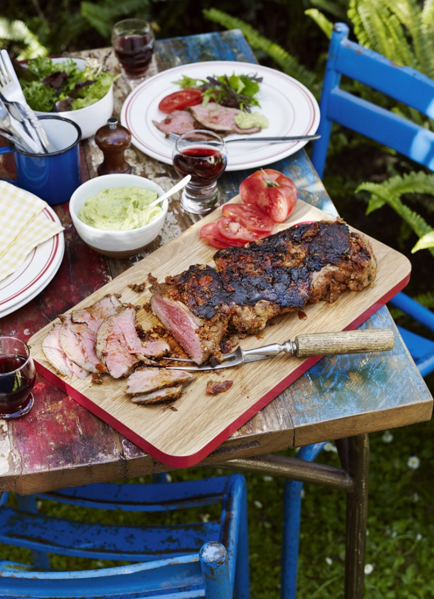 Butterflied Lamb with Mint Guacamole