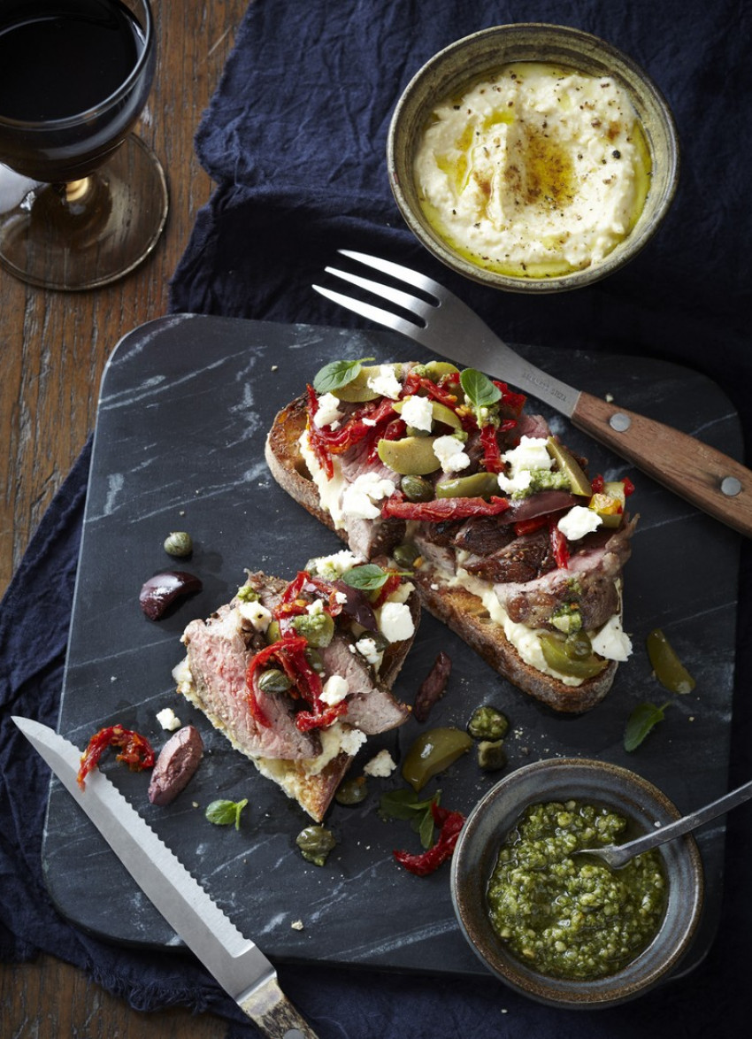 Lamb Steak Bruschetta with Mediterranean Salsa