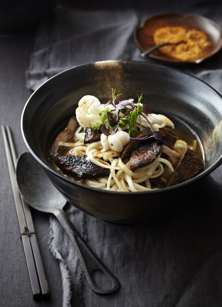 Miso-roasted Portobello Mushrooms with Udon Noodles 