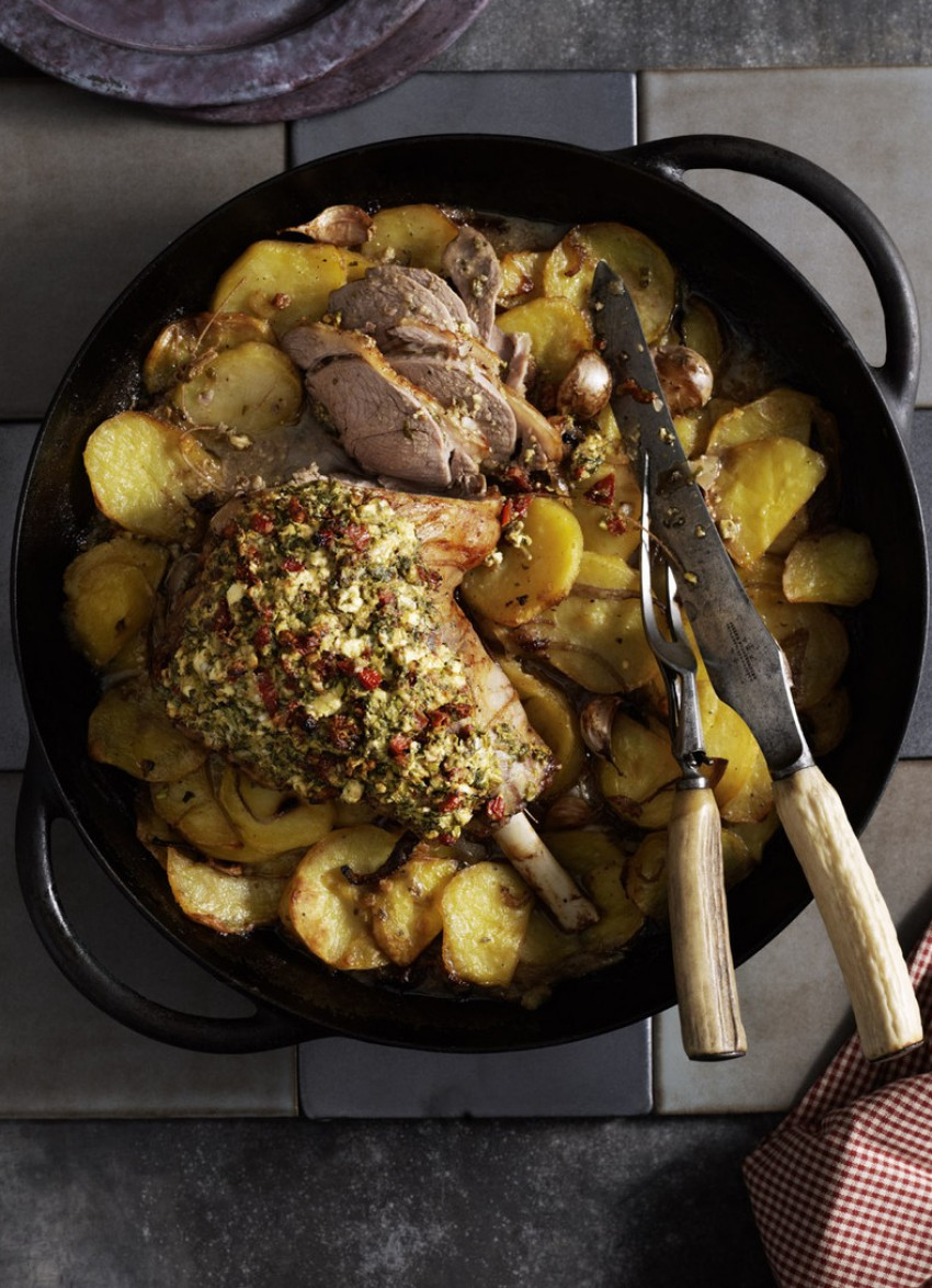 Stuffed Leg of Lamb with Feta, Basil and Sundried Tomatoes 